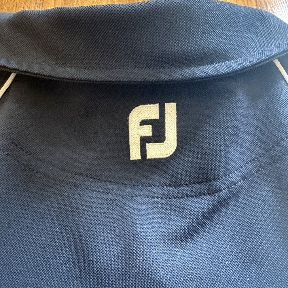 Foot Joy FJ Raglan Short Sleeve Polo Shirt Men XL Navy Blue Golf - Picture 5 of 5